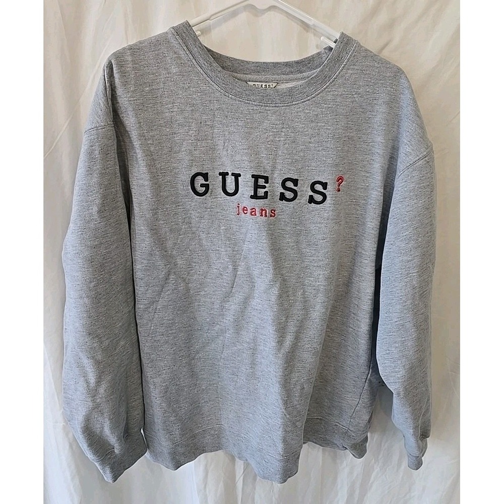 Vintage Guess Sweatshirt Women's Size XL‎ Guess ? Jeans Spellout 90s Y2K Gray